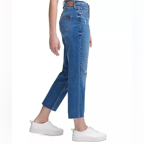 ✅ NWOT - Calvin Klein Jeans - Distressed High-Rise Straight Leg Jeans - Size 30 - Picture 2 of 12